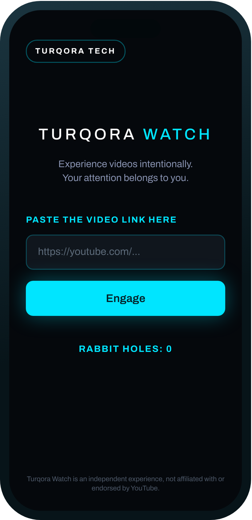 Turqora Watch: a single box to paste a video link